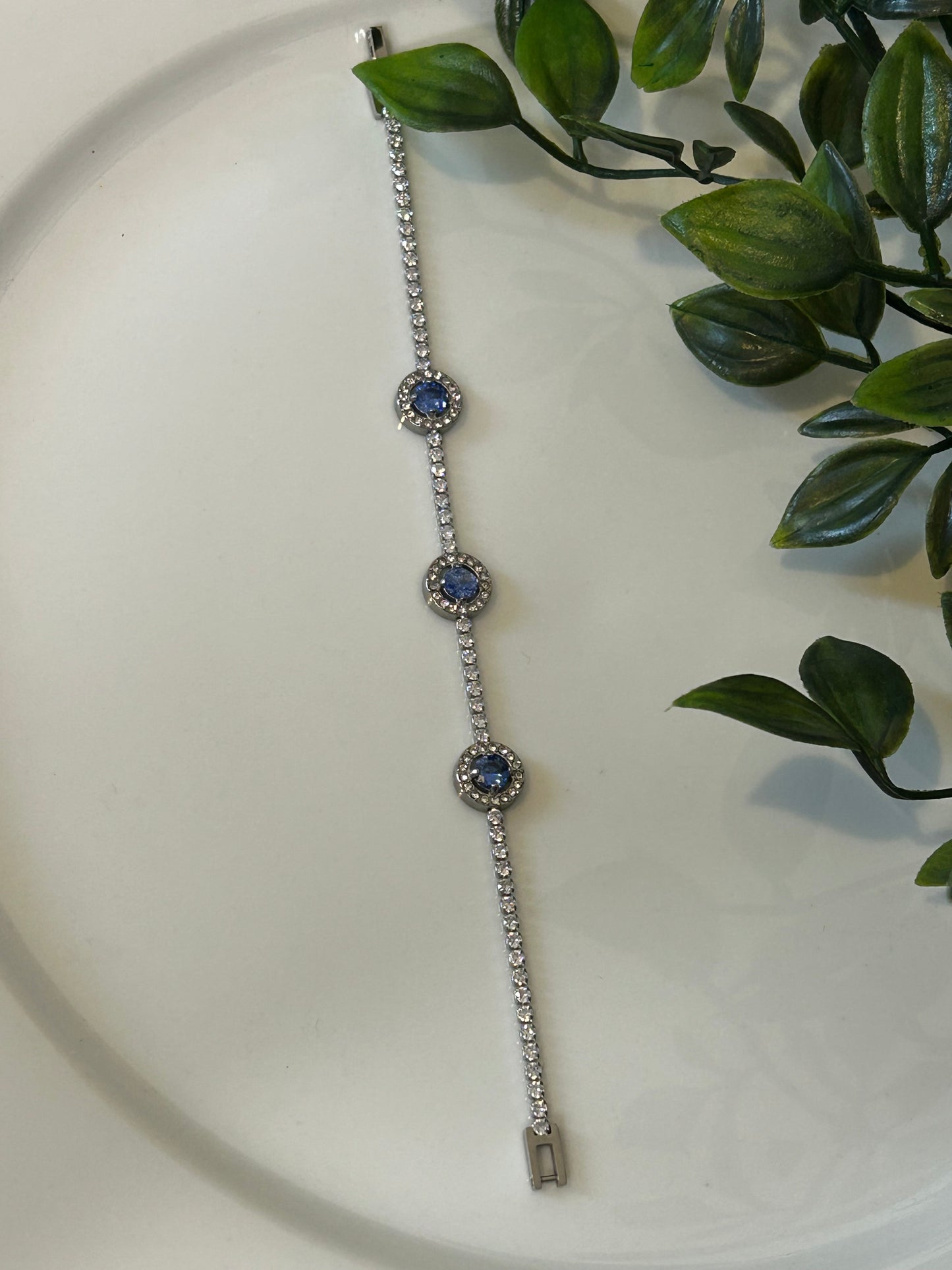 Βραχιόλι strass με διαμαντάκια μπλε