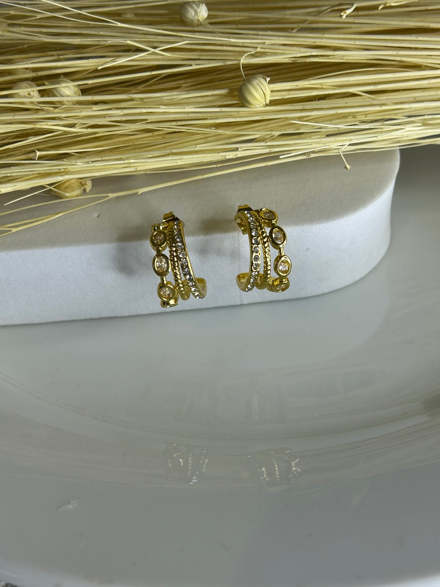 Σκουλαρίκι διπλό με strass