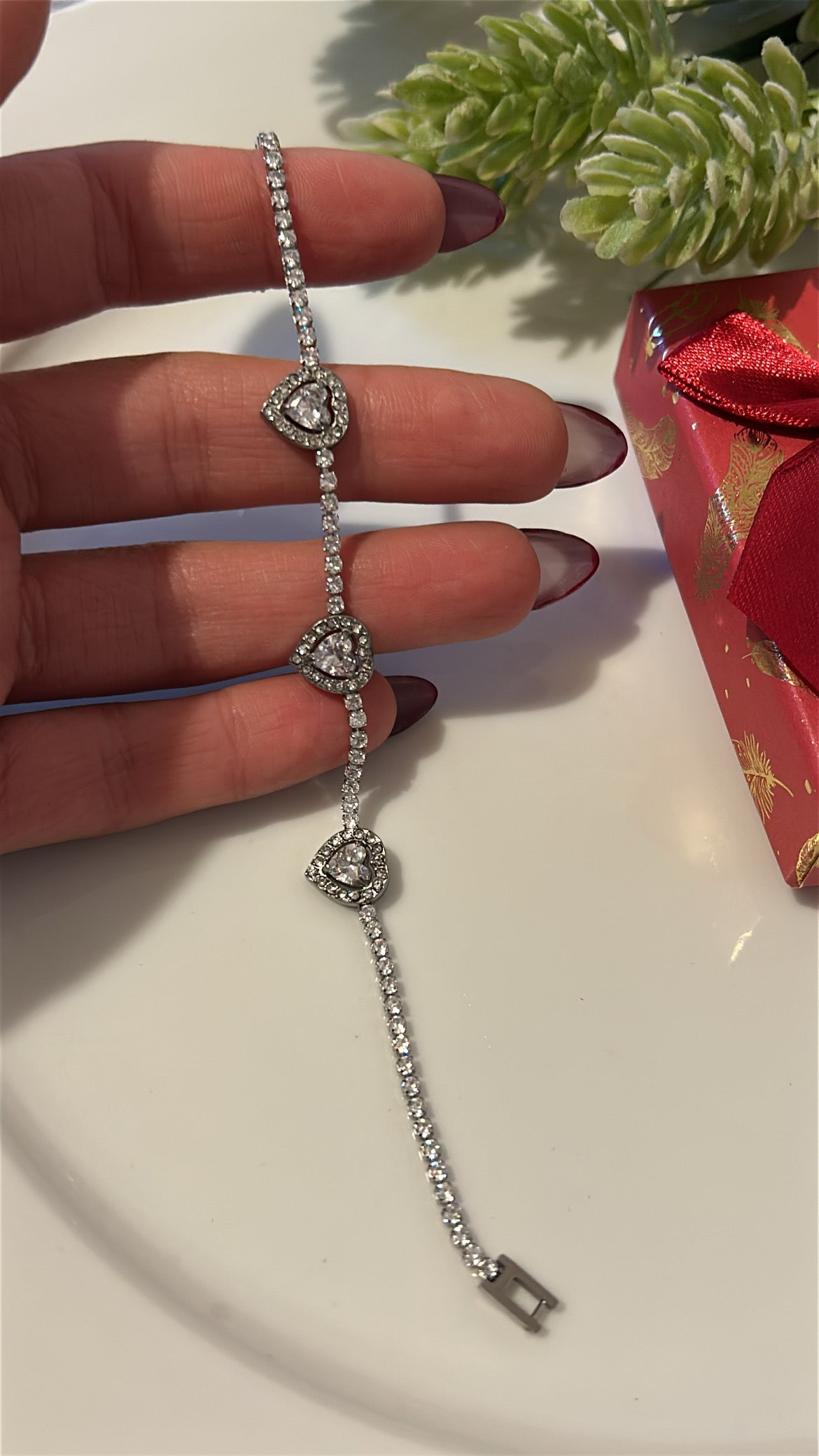 Βραχιόλι καρδιά strass