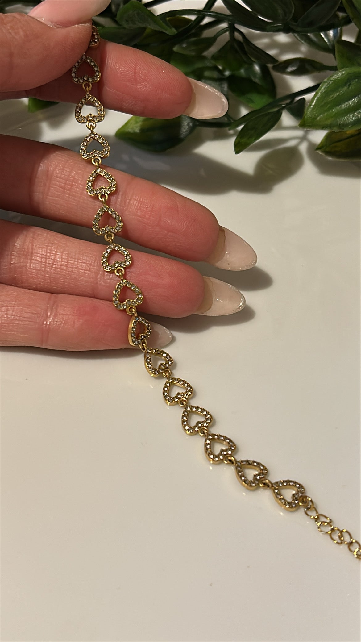 Βραχιόλι καρδιές με strass