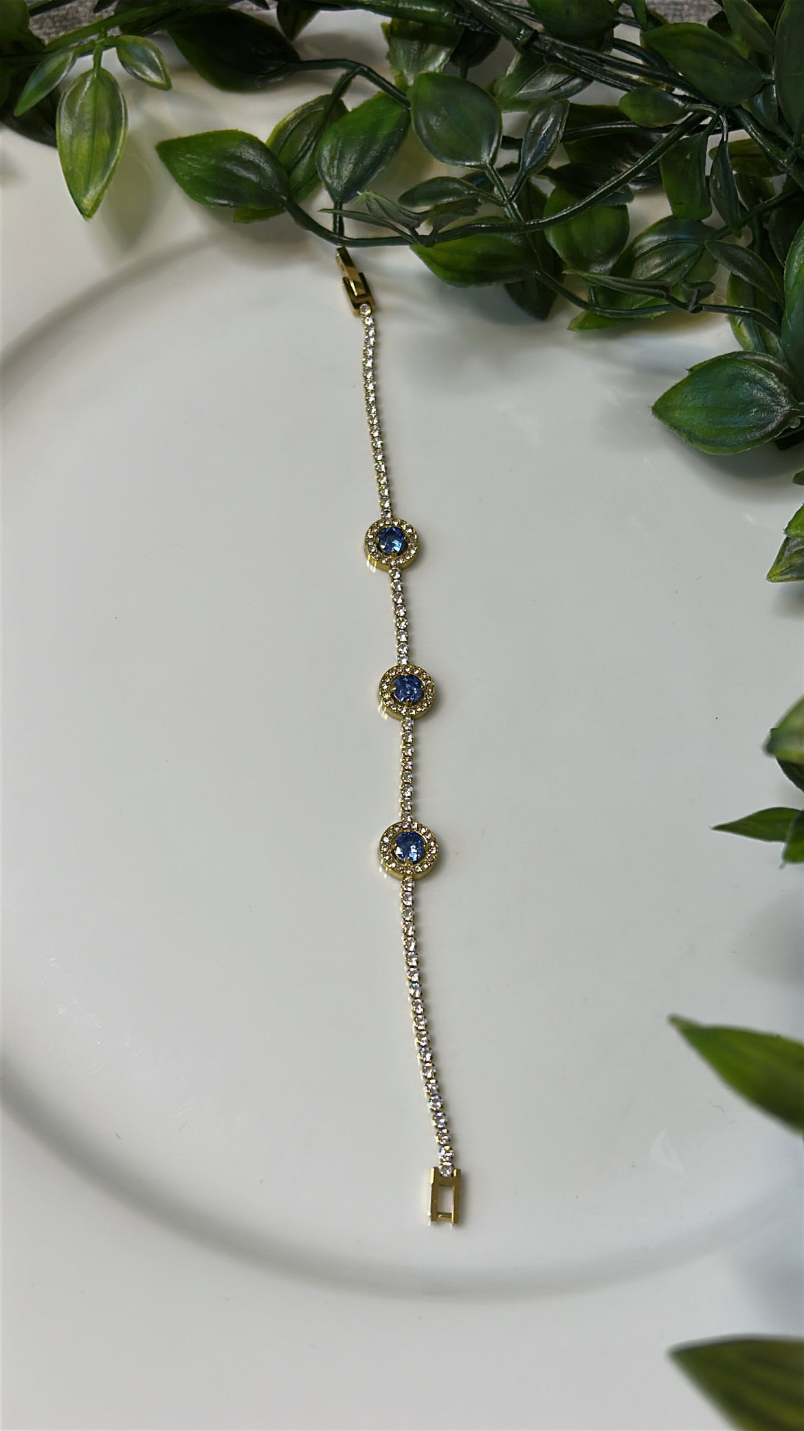 Βραχιόλι strass με διαμαντάκια μπλε