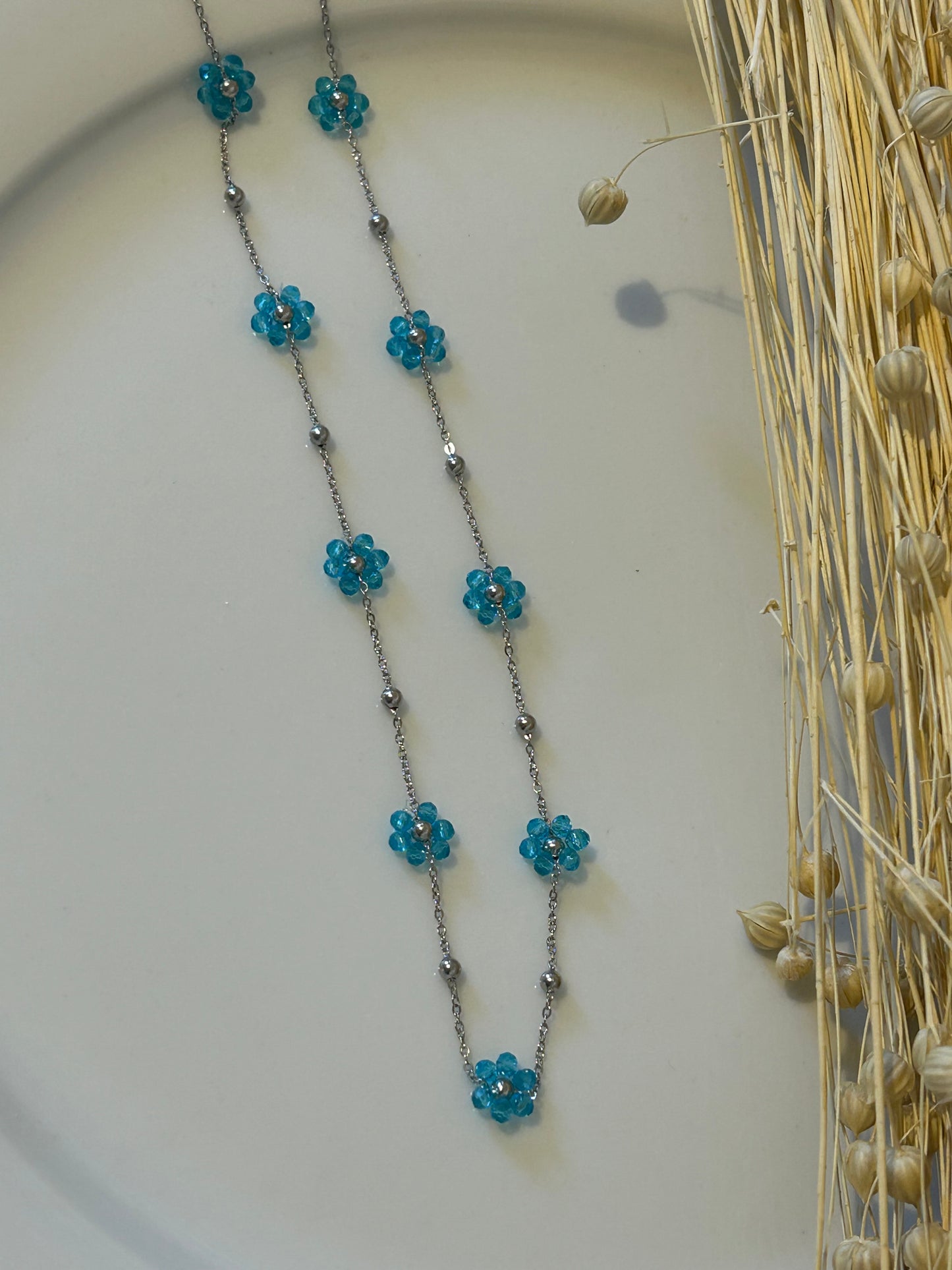 Κολιέ flowers blue