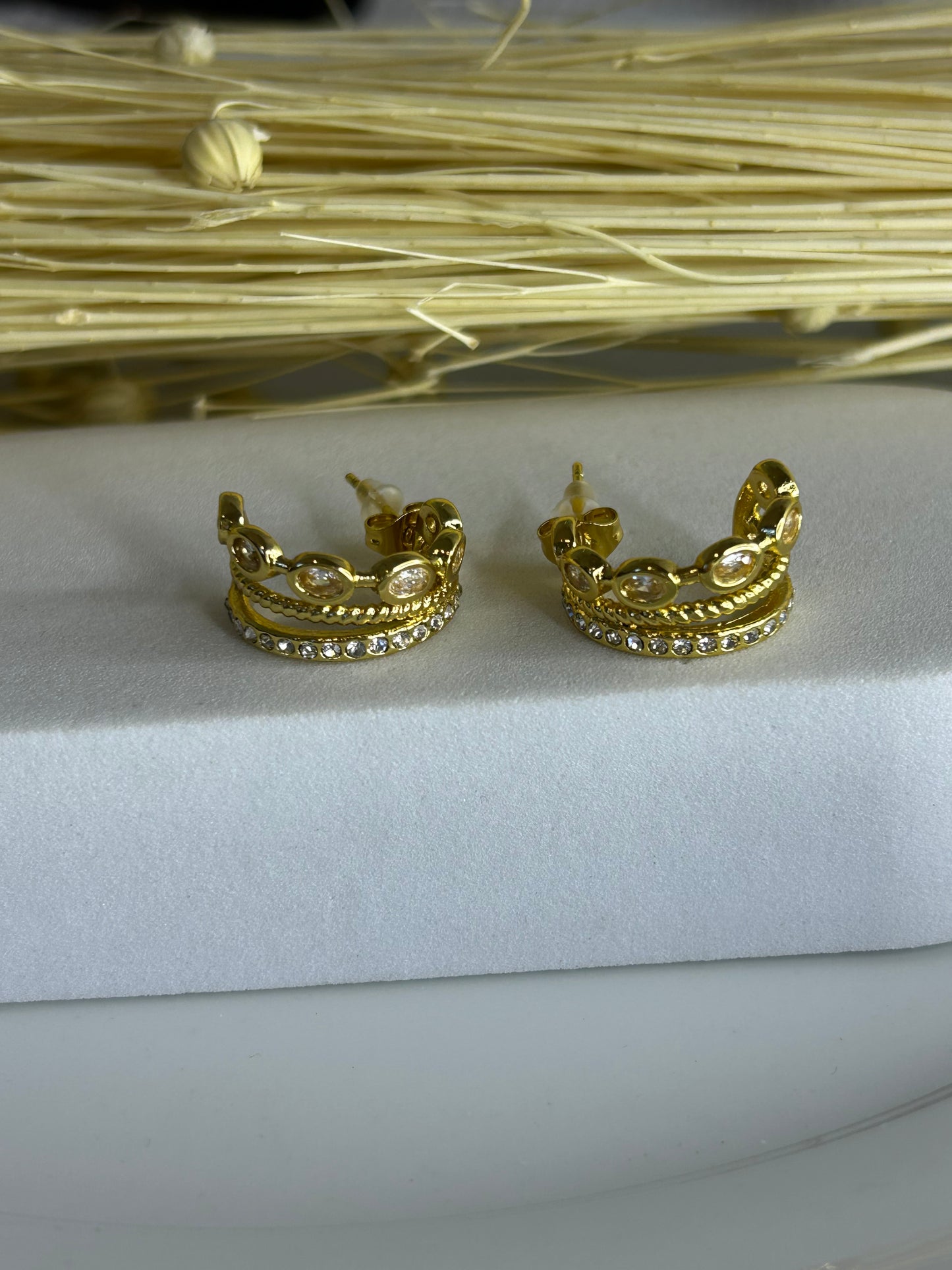 Σκουλαρίκι διπλό με strass