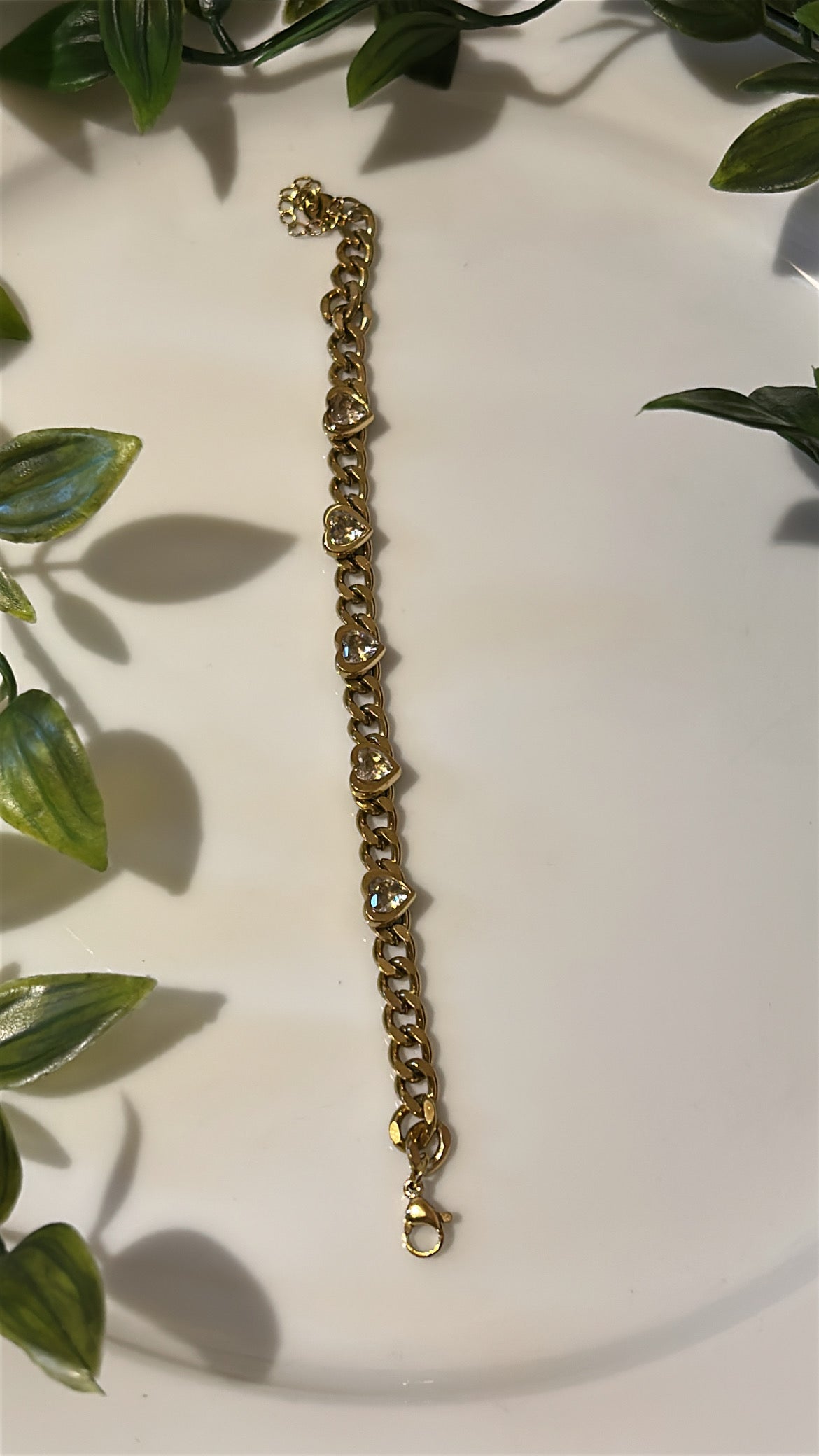 Βραχιόλι αλυσίδα με καρδιές διαμάντι