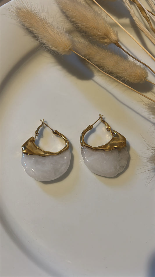 Σκουλαρίκι elegant πέτρα λευκή