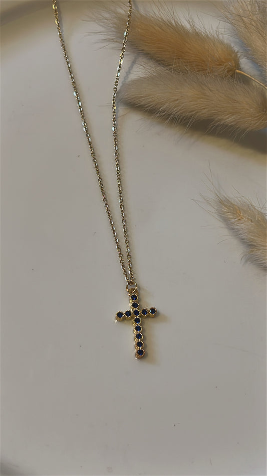 Σταύρος με μπλε διαμαντάκια