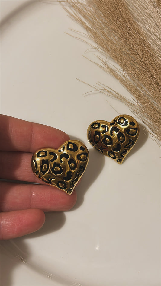 Σκουλαρίκι καρδιά animal prints black