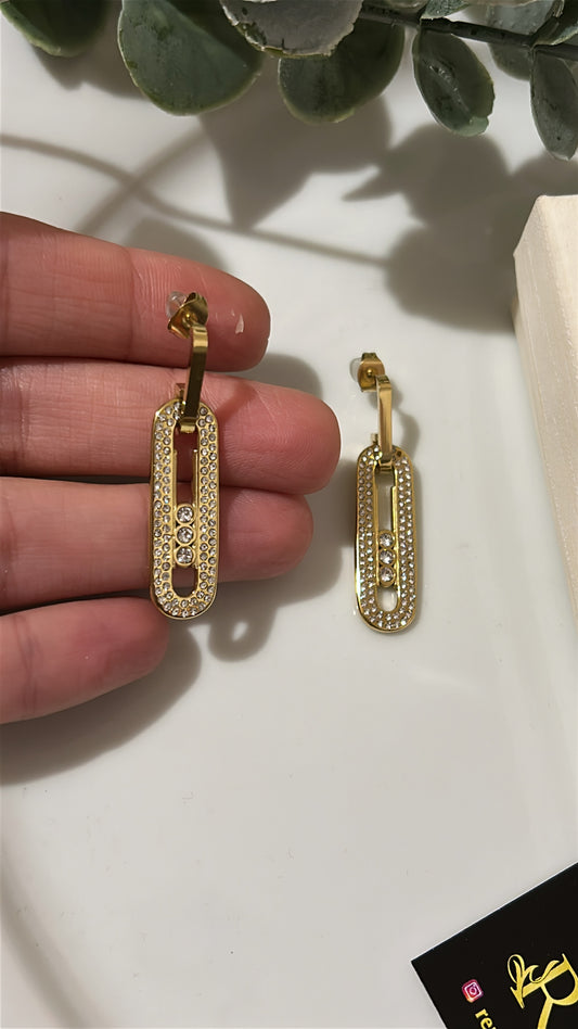 Καρφωτό σκουλαρίκι με ζιρκόν & strass