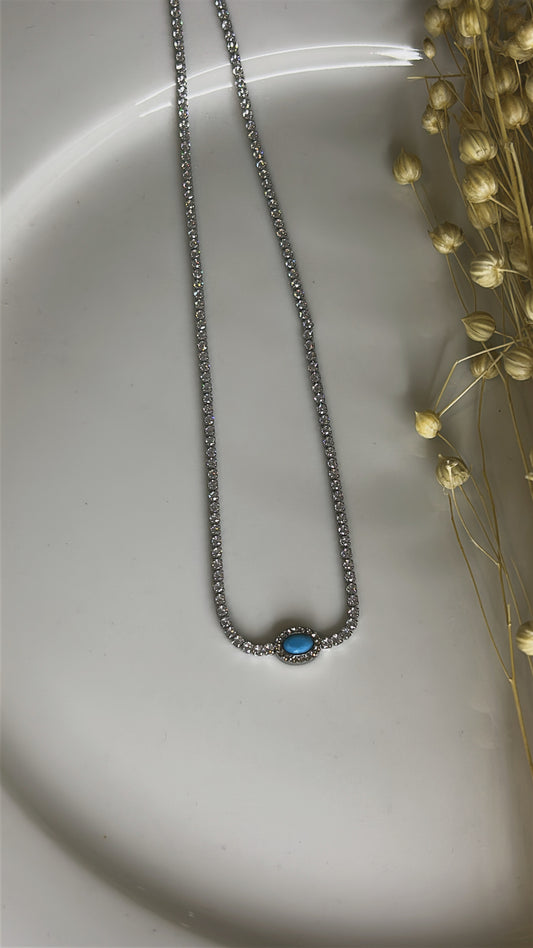 Κολιέ full strass blue