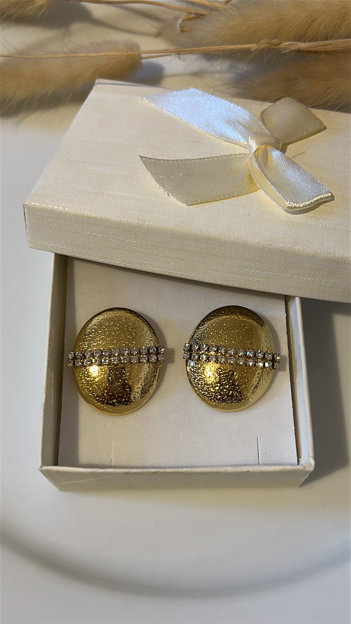 Σκουλαρίκι κουμπί με strass