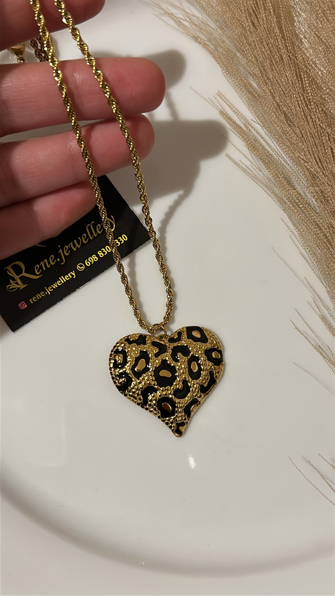 Καρδιά animal print μαύρη