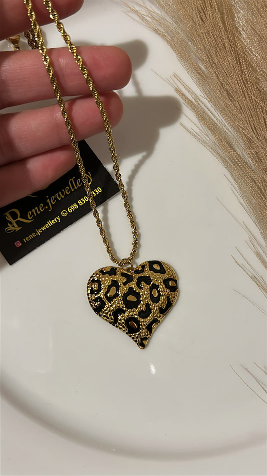 Καρδιά animal print μαύρη