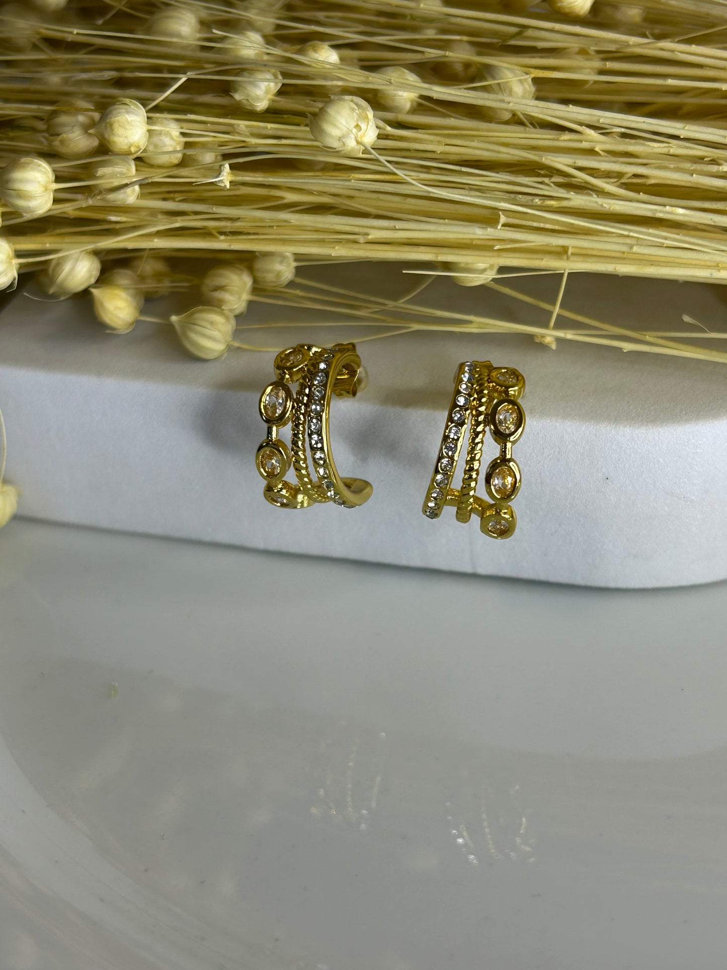 Σκουλαρίκι διπλό με strass