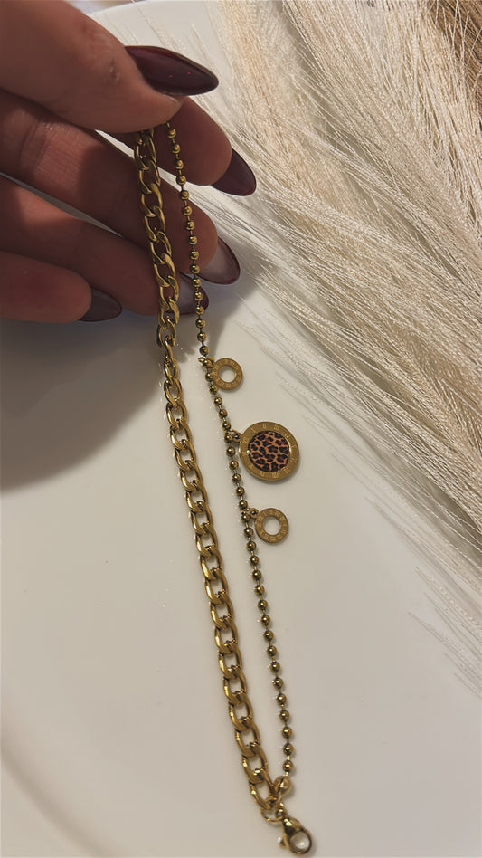 Βραχιόλι διπλή αλυσίδα animal prints