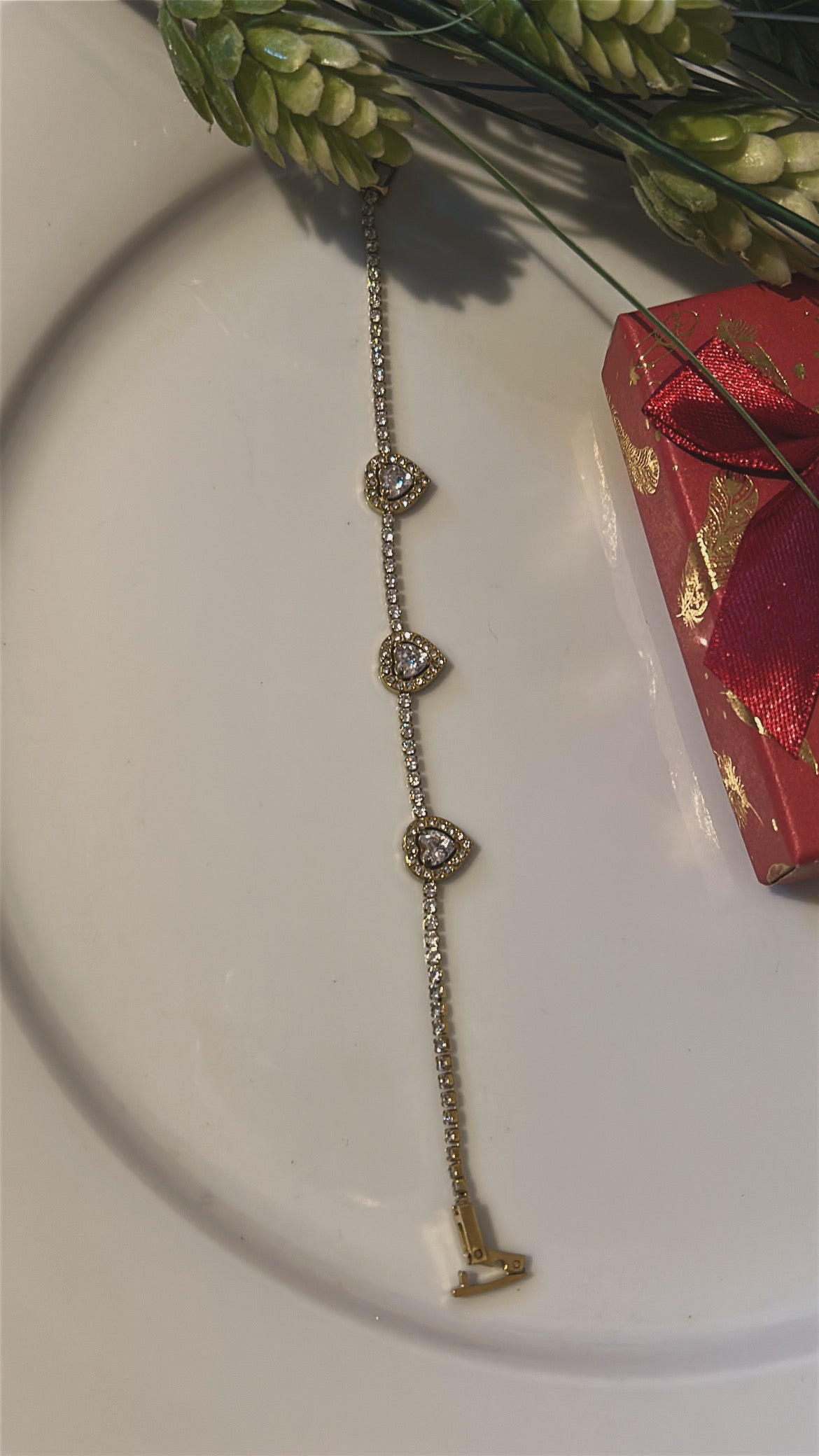 Βραχιόλι καρδιά strass