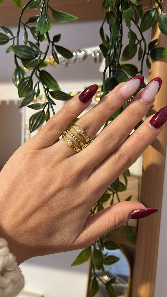 Δαχτυλίδι τριπλό με πέρλες