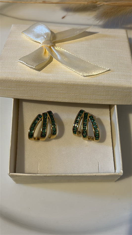 Σκουλαρίκι διαμαντάκια πράσινα elegant