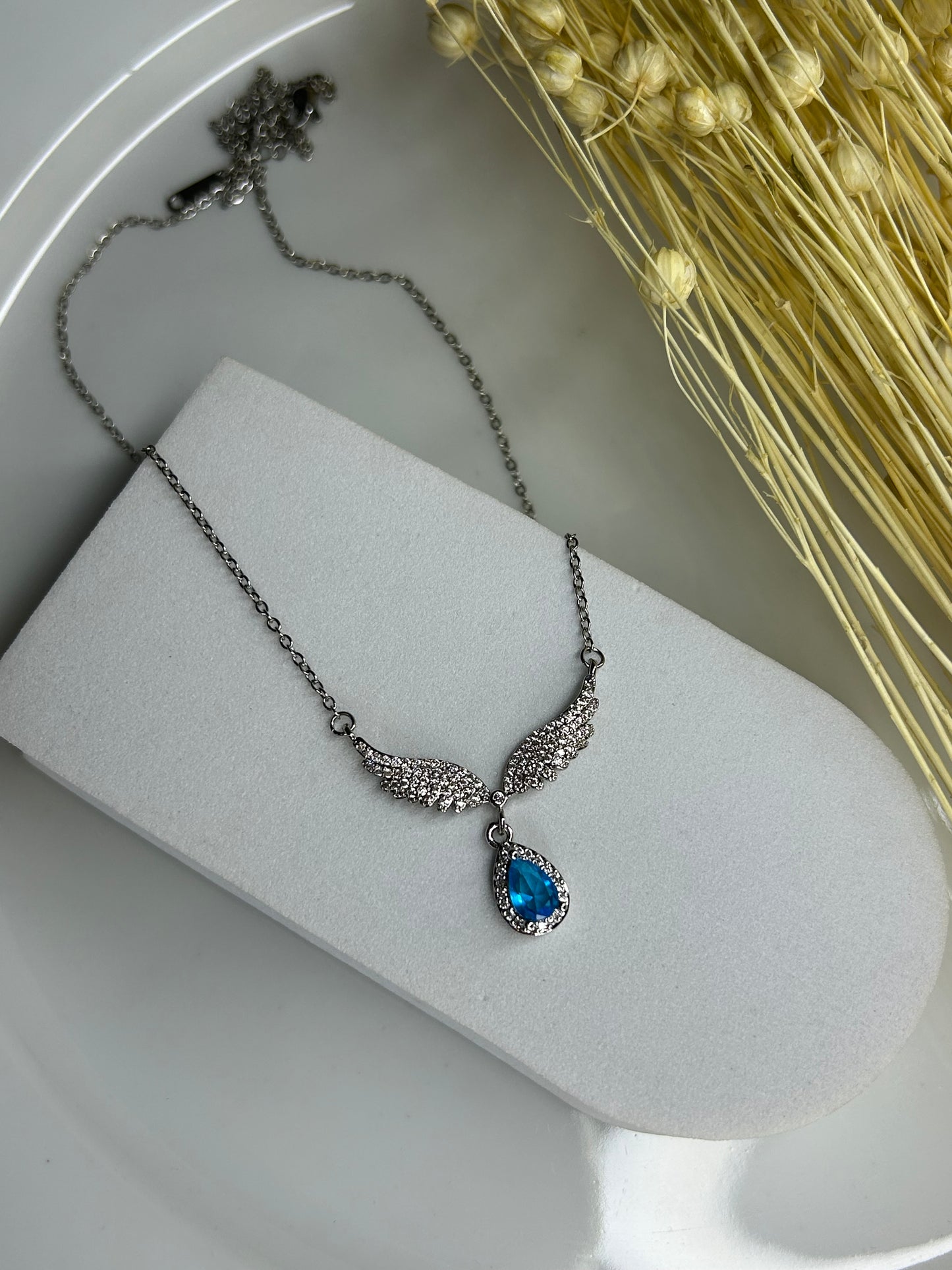 Κολιέ φτερά αγγέλου heart blue