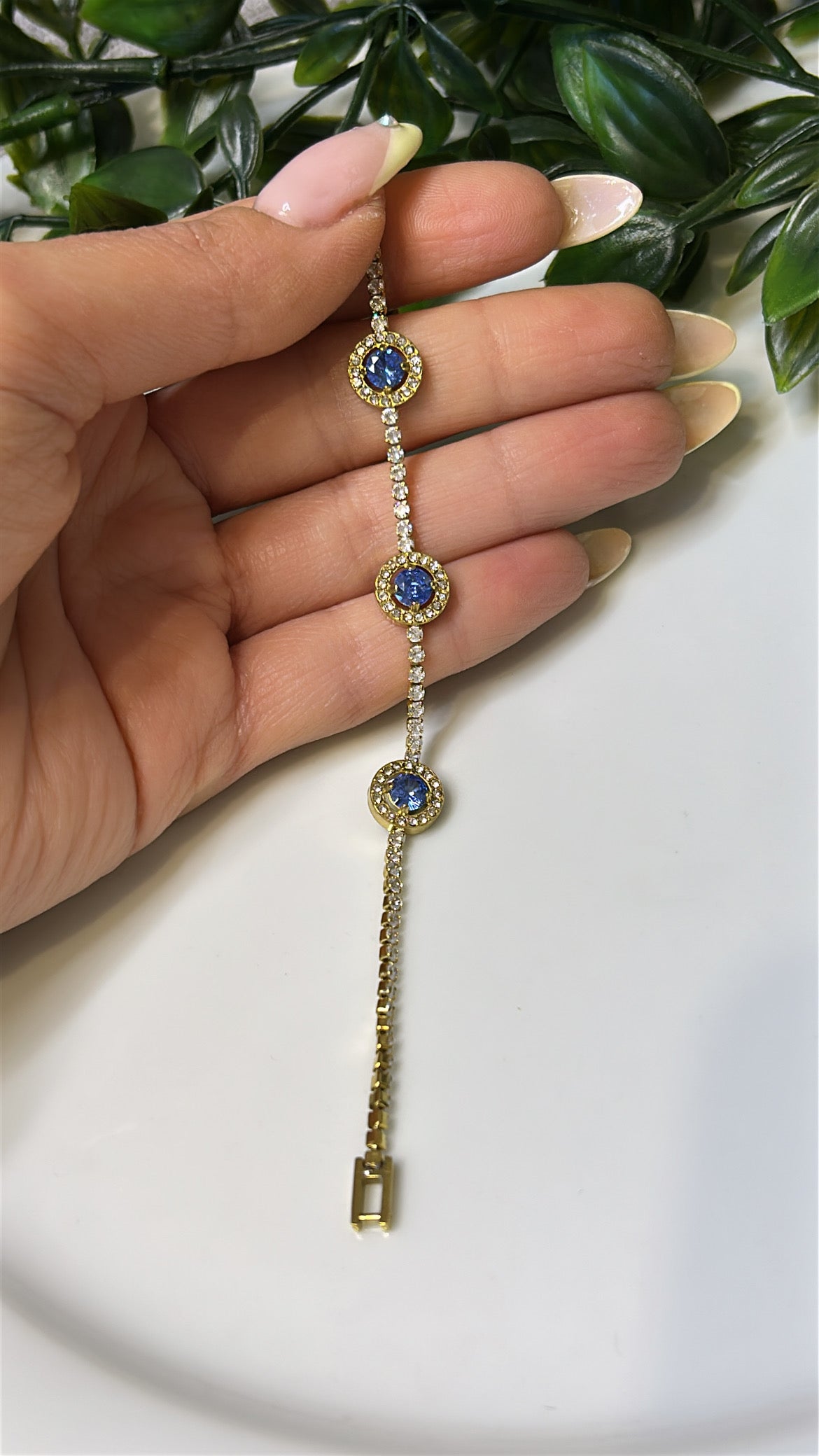 Βραχιόλι strass με διαμαντάκια μπλε