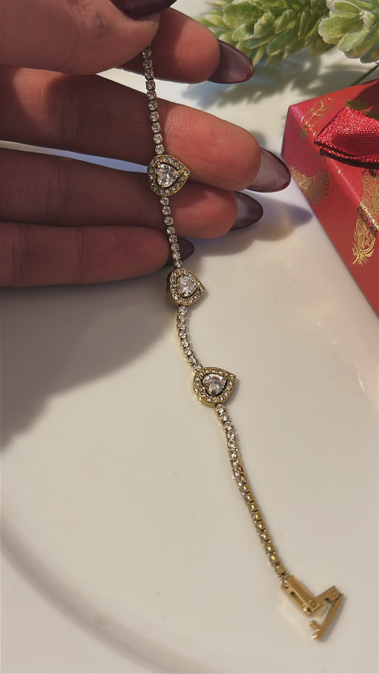 Βραχιόλι καρδιά strass