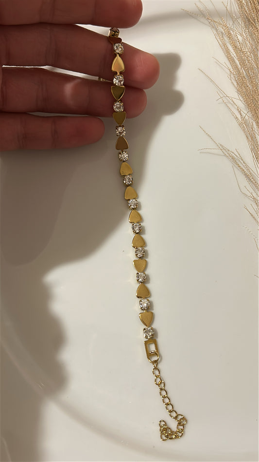 Βραχιόλι καρδούλα με διαμαντάκια