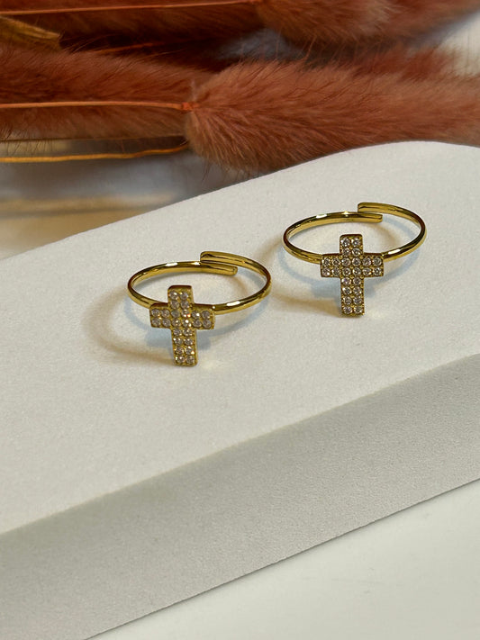 Δαχτυλίδι σταυρός strass