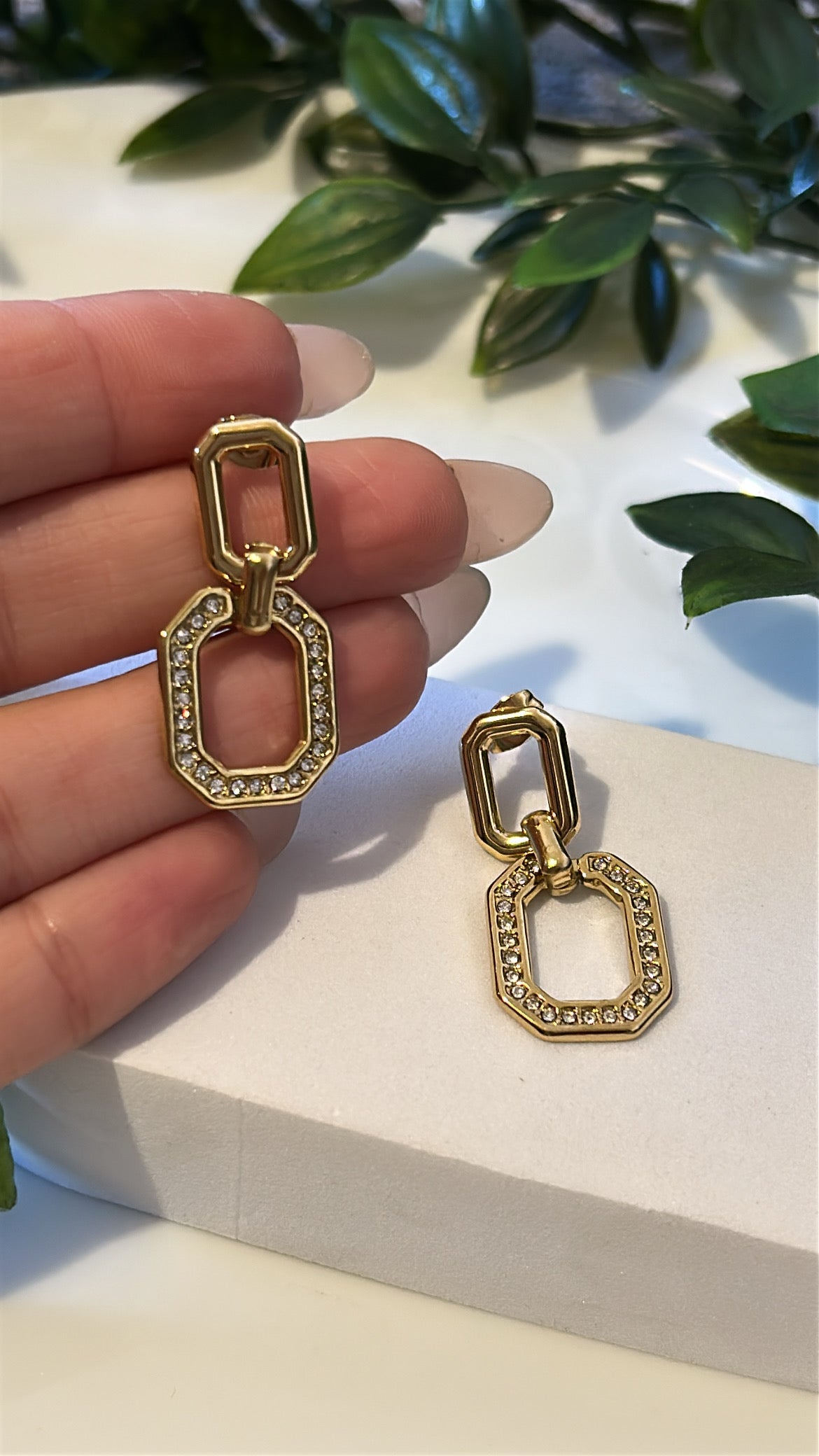 Σκουλαρίκι ιδιαίτερο διπλό Κρικάκι με strass