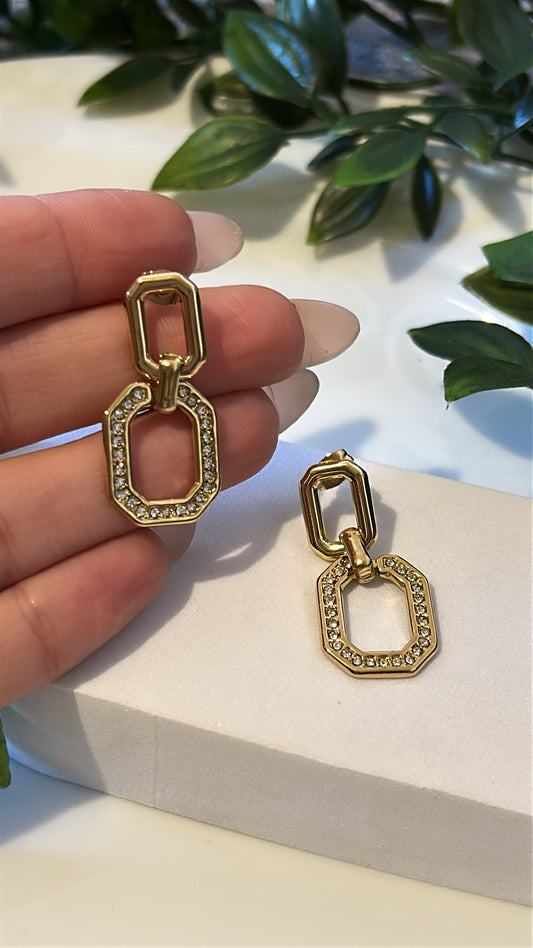 Σκουλαρίκι ιδιαίτερο διπλό Κρικάκι με strass