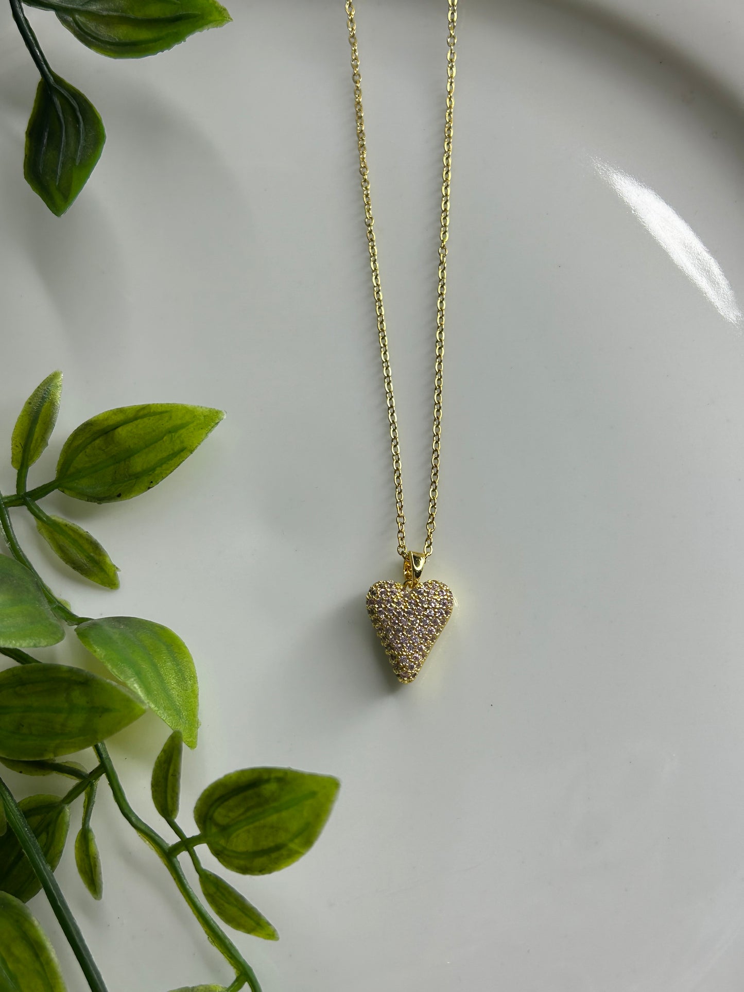 Κολιέ καρδούλα χρυσό ροζ strass