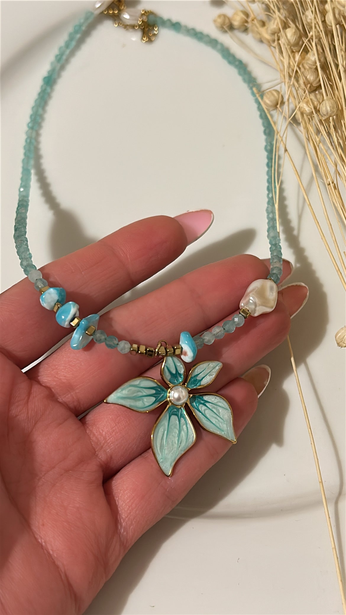Χειροποίητο κολιέ summer flowers
