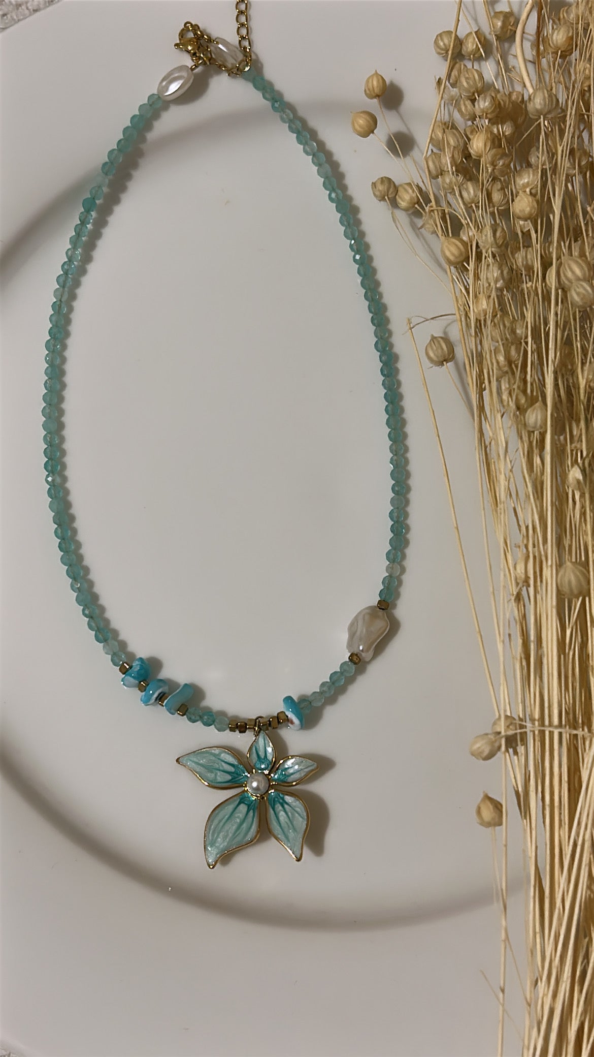 Χειροποίητο κολιέ summer flowers