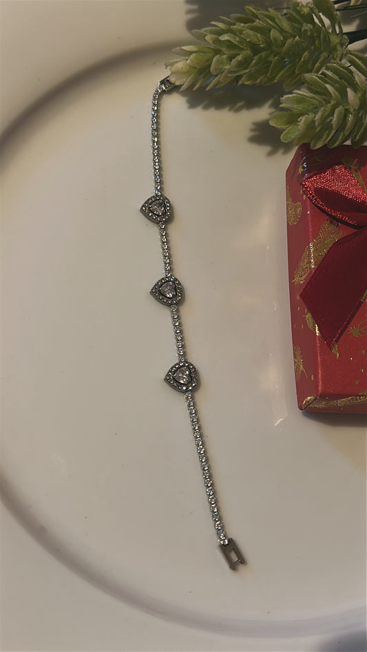 Βραχιόλι καρδιά strass