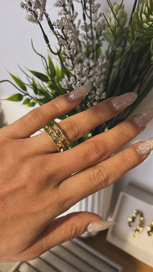 Δαχτυλίδι τριπλό με διαμαντάκια