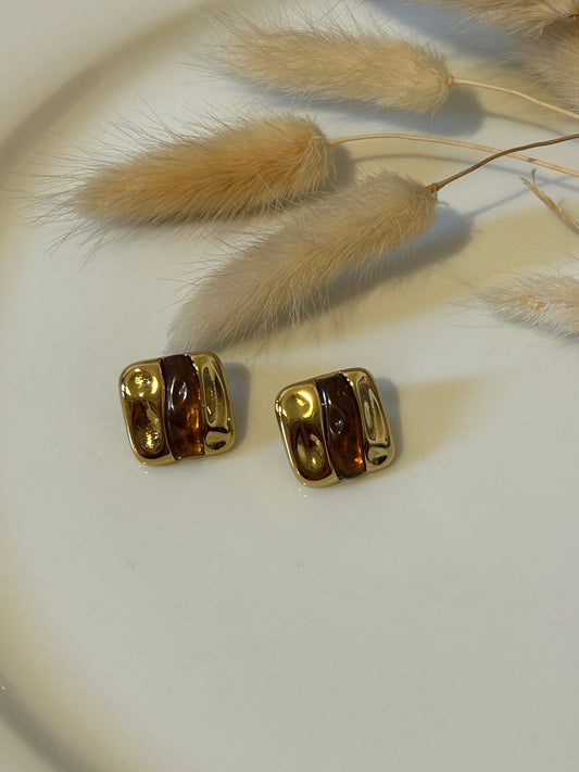 Σκουλαρίκι brown gold