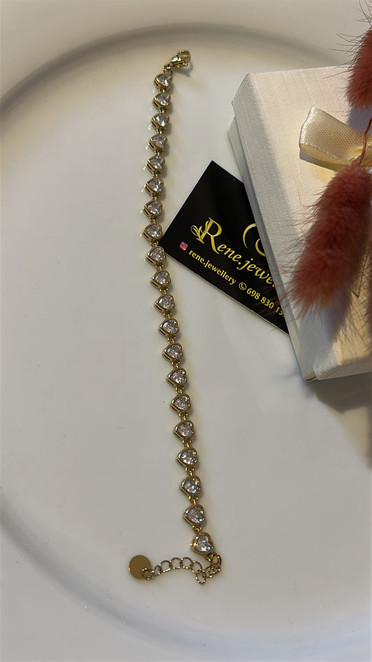 Βραχιόλι καρδιές διαμάντια