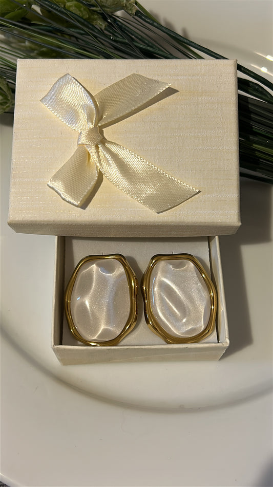 Σκουλαρίκι vintage πέτρα λευκή