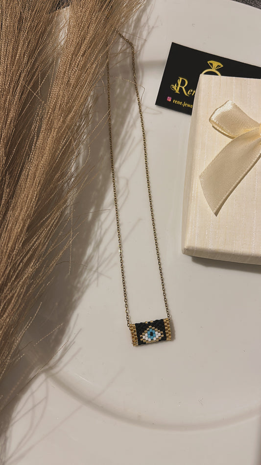 Κολιέ κεντητό με ματάκι