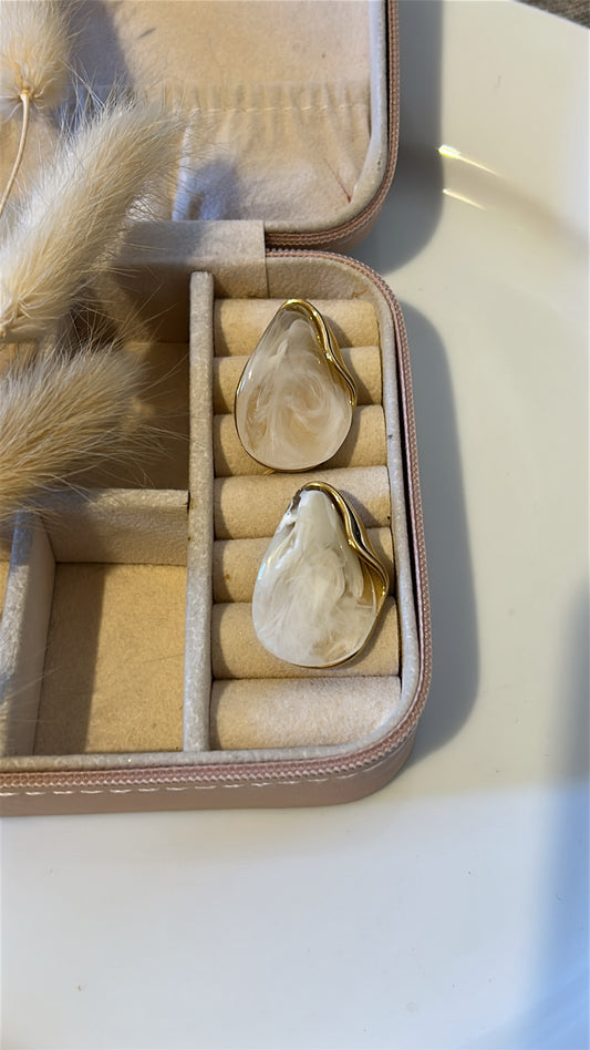 Ιδιαίτερο σκουλαρίκι πέτρα λευκή