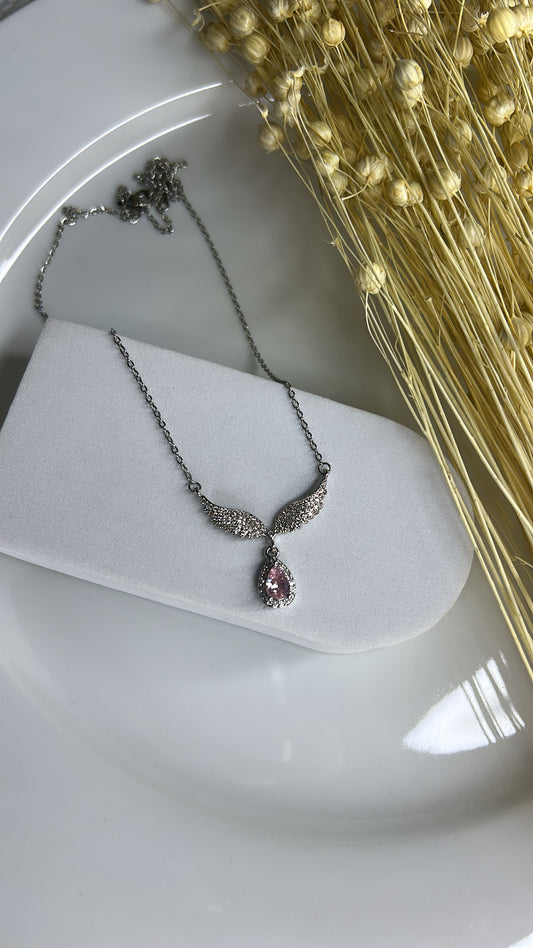 Κολιέ φτερά αγγέλου heart pink