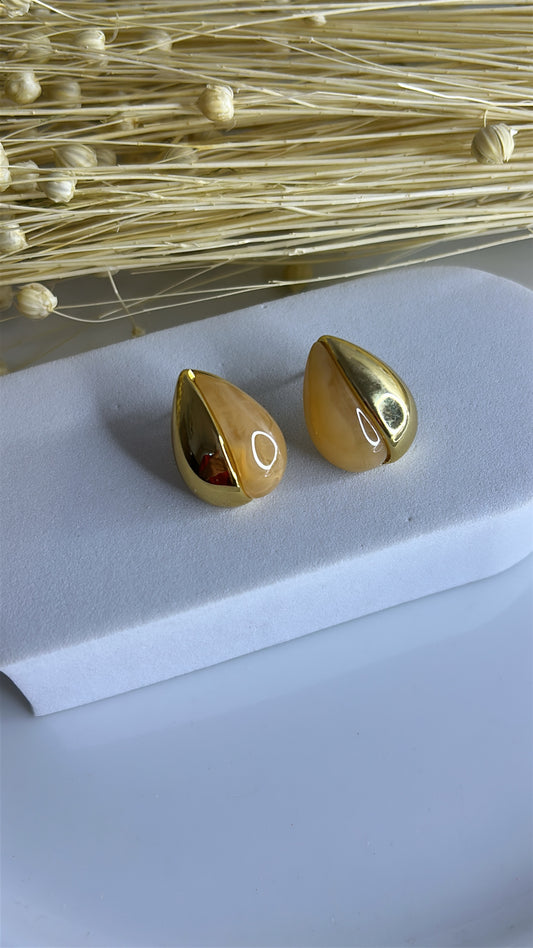 Καρφωτό σκουλαρίκι gold orange