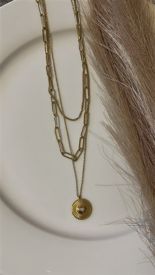 Κολιέ τριπλή αλυσίδα με στοιχείο