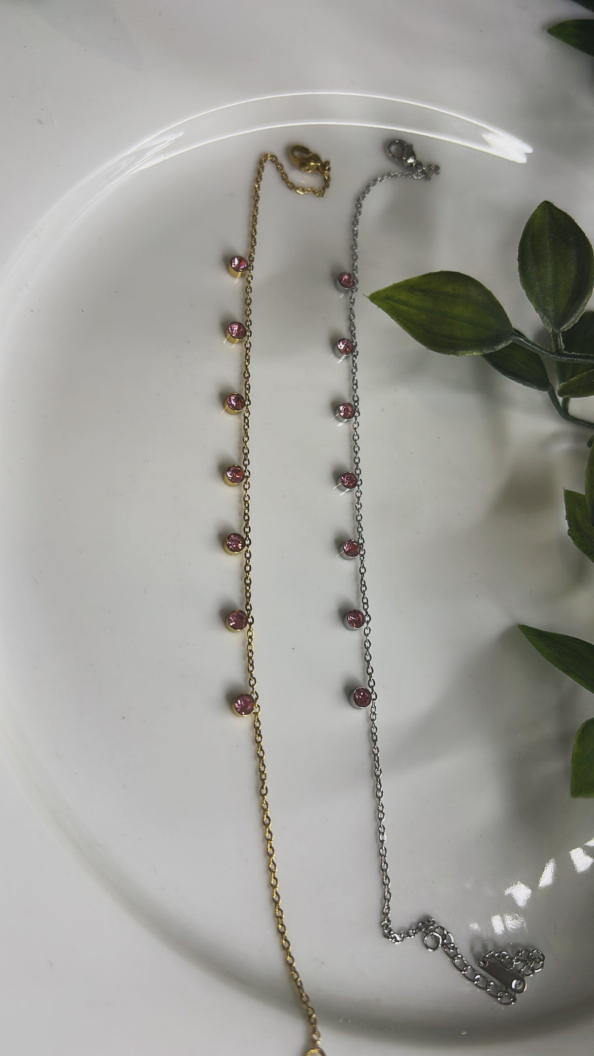 Αλυσίδα για το πόδι με διαμαντάκια ροζ
