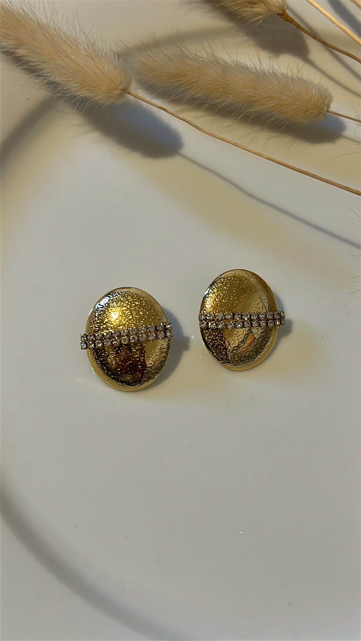 Σκουλαρίκι κουμπί με strass