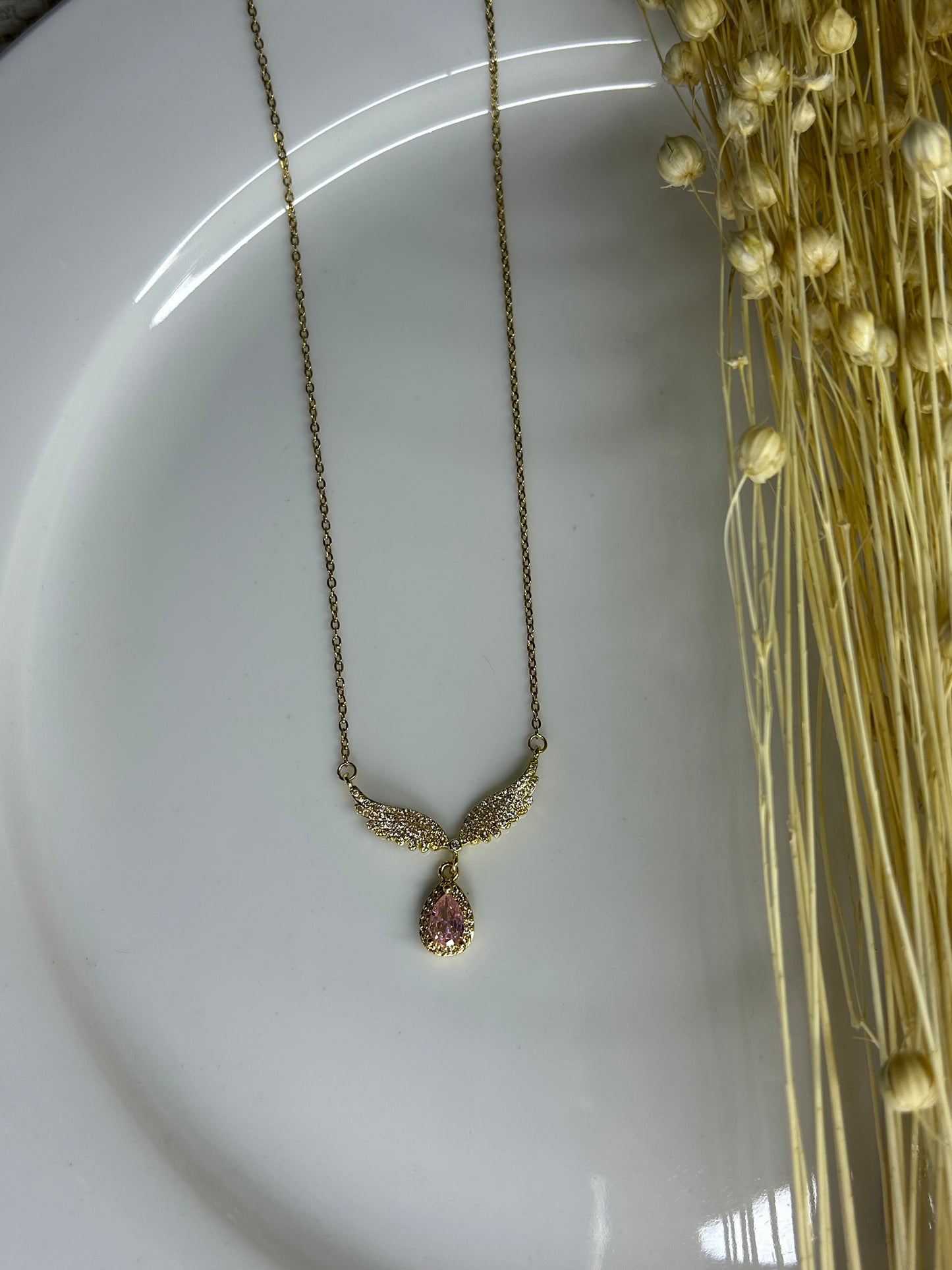 Κολιέ φτερά αγγέλου heart pink