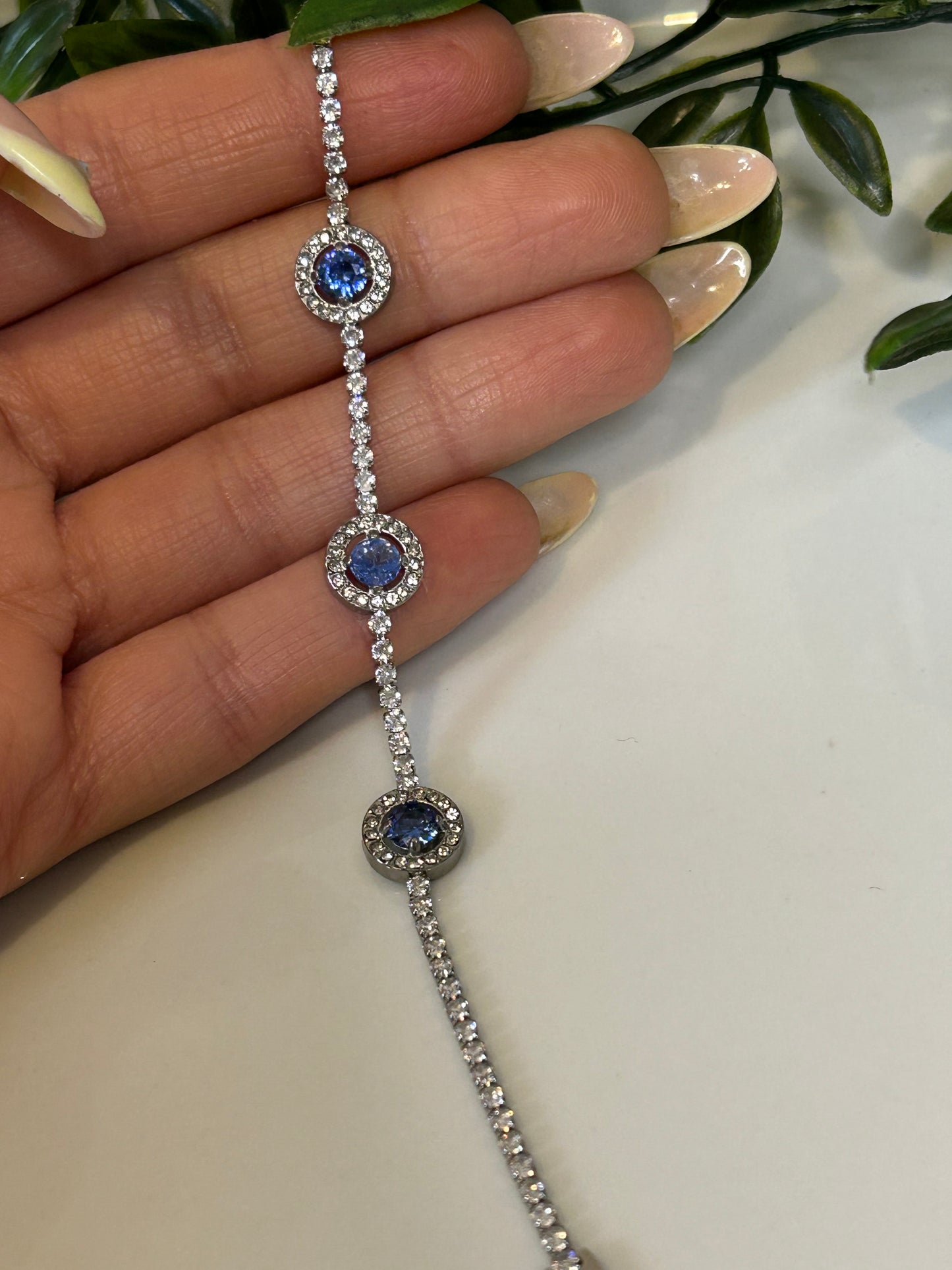 Βραχιόλι strass με διαμαντάκια μπλε