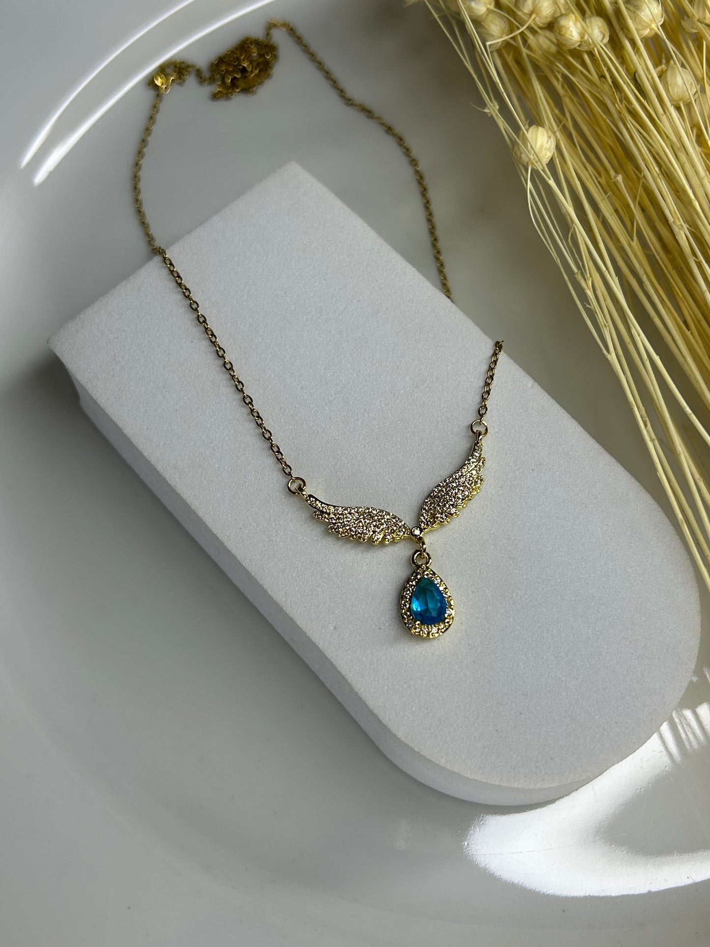 Κολιέ φτερά αγγέλου heart blue
