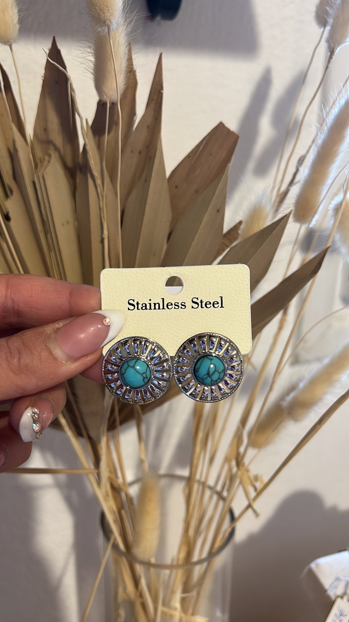 Καρφωτό σκουλαρίκι με γαλάζια πέτρα